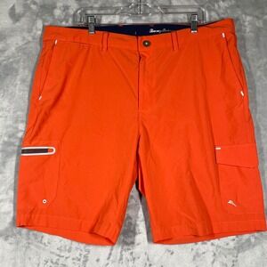 Tommy Bahama Mens 40 IslandZone Cargo Shorts Orange Stretch Performance Hiking